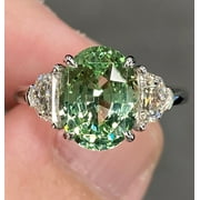 4.50 Ctw Natural Mint Green Tsavorite Gemstone Handmade 925 Sterling Silver Engagement Wedding Gift Ring for Her